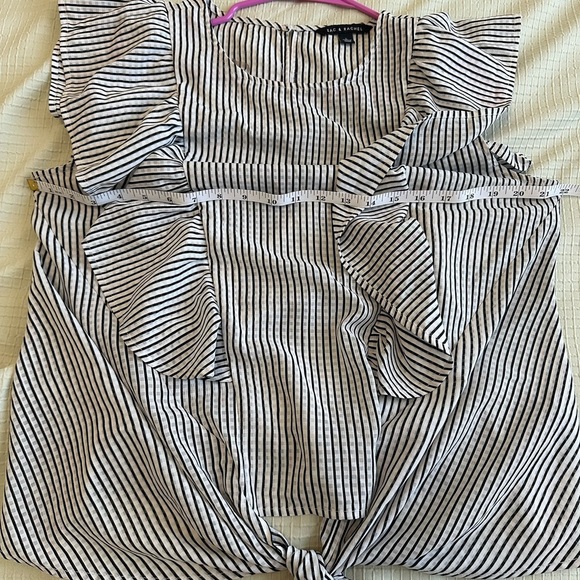 Zac & Rachel- Striped Ruffle Sleeve Tie-Front Top - Picture 10 of 11